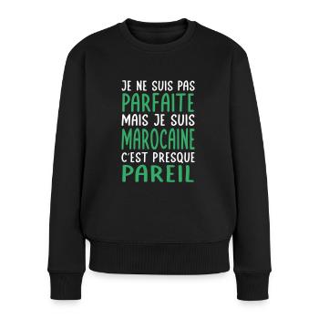 Je ne suis pas parfaite mais je suis Marocaine - Pull Premium bio Femme - noir - Devant - Julia (174cm)