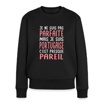 Je ne suis pas parfaite mais je suis Portugaise - Pull Premium bio Femme - noir - Devant - Julia (174cm)
