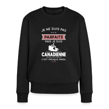 Je ne suis pas parfaite mais je suis Canadienne - Pull Premium bio Femme - noir - Devant - Julia (174cm)