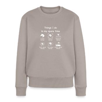 Amateurs de chevaux (blanc) - Pull Premium bio Femme - taupe - Devant - Julia (174cm)