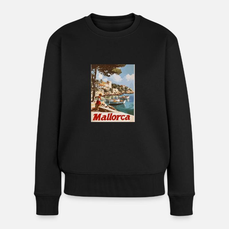 Vintage Mallorca Reise Spanien Insel - Frauen Premium Bio Pullover - Schwarz