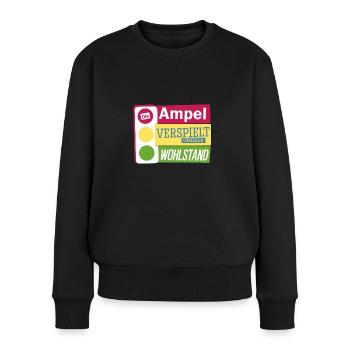 Die Ampel verspielt unseren Wohlstand Bauernprotes - Frauen Premium Bio Pullover - Schwarz - Vorne - Julia (174cm)