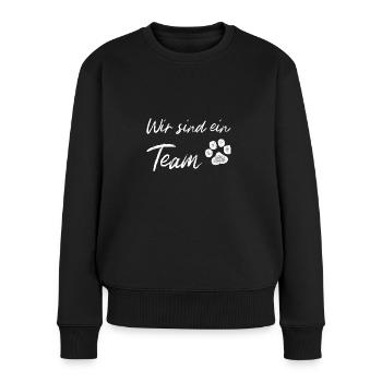 Wir sind ein Team - Passion hund - Frauen Premium Bio Pullover - Schwarz - Vorne - Julia (174cm)