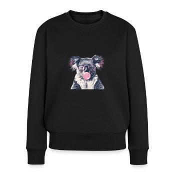 Koala mit Sonnenbrille Bubblegum für einen - Frauen Premium Bio Pullover - Schwarz - Vorne - Julia (174cm)