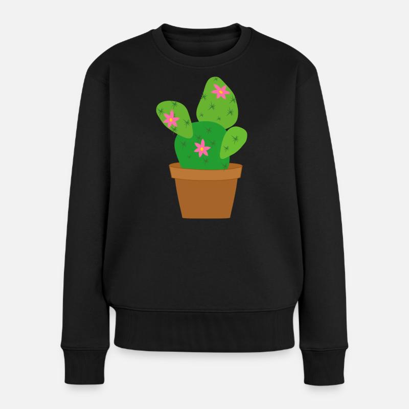 Kaktus - Frauen Premium Bio Pullover - Schwarz