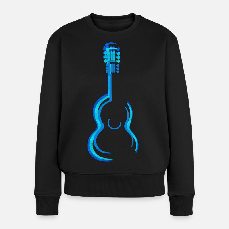 Graphisme de guitares classiques acoustiques bleu - Pull Premium bio Femme - noir