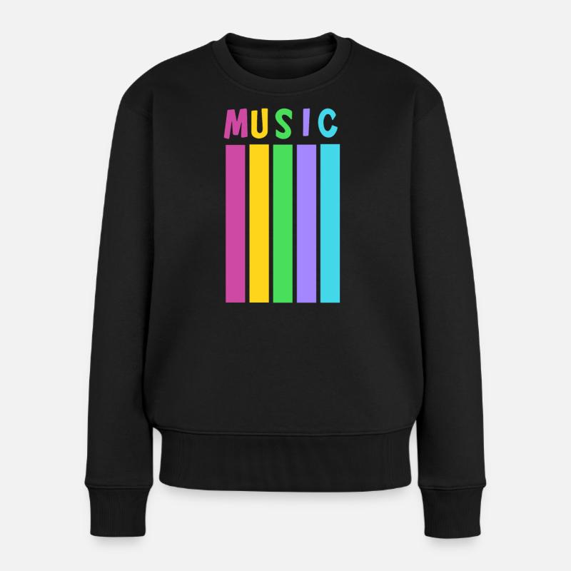 Notes de musique vives sur fond coloré - Pull Premium bio Femme - noir
