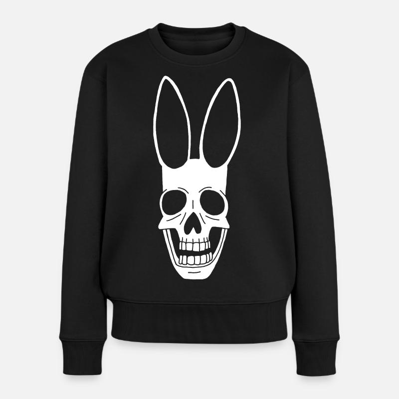 Crâne de lapin blanc - Pull Premium bio Femme - noir