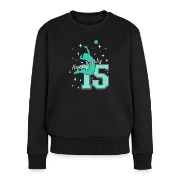 15. Geburtstag Volleyball Volleyballspielerin - Frauen Premium Bio Pullover - Schwarz - Vorne - Julia (174cm)