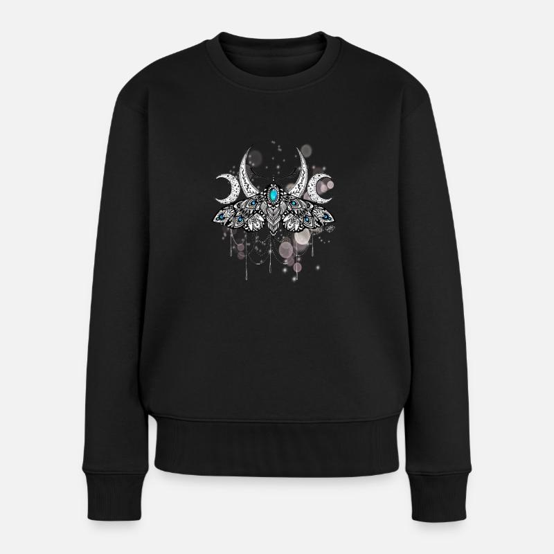 Mandala-Motte - Frauen Premium Bio Pullover - Schwarz