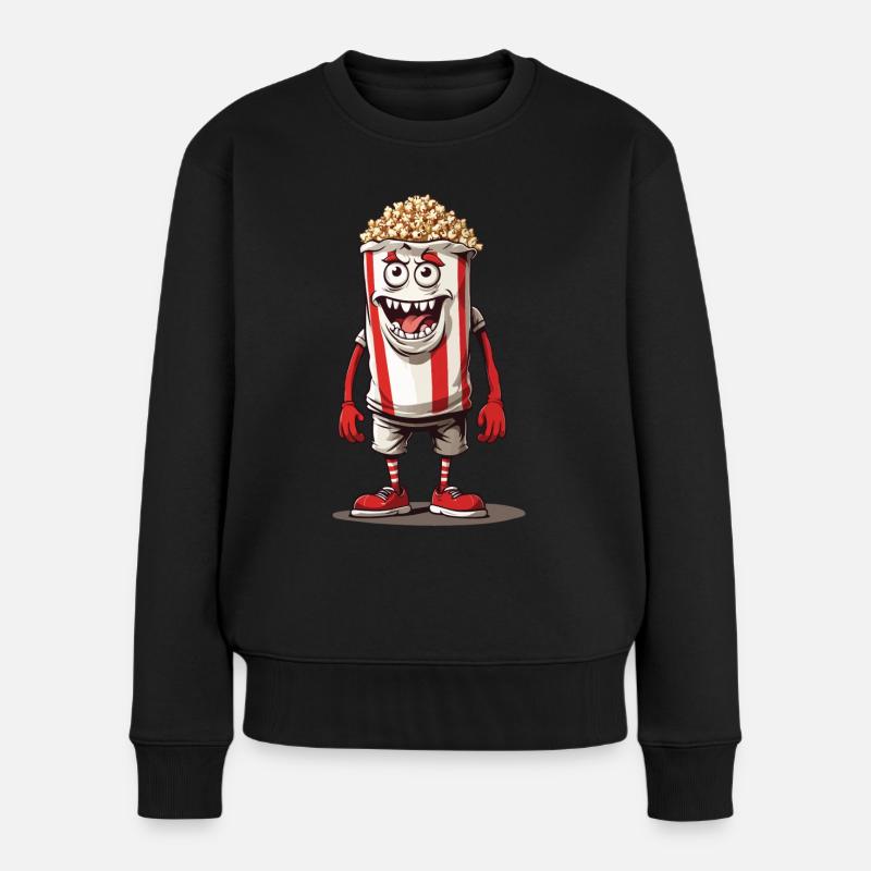 Drôle Popcorn Monster Halloween Design - Pull Premium bio Femme - noir