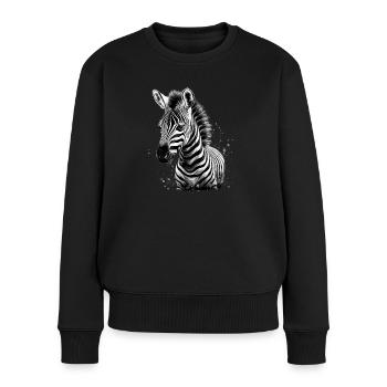 Zebra Afrika Tier - Frauen Premium Bio Pullover - Schwarz - Vorne - Julia (174cm)