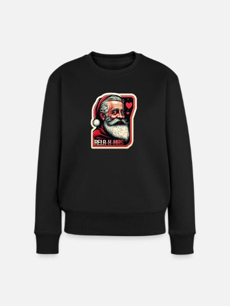 Relaxmas / Rela-X-Mas/ Weihnachten/ Weihnachtsmann - Frauen Premium Bio Pullover - Schwarz