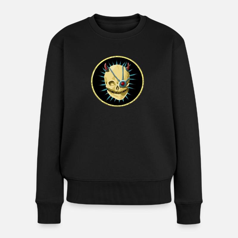 CyberPunkSkull - Frauen Premium Bio Pullover - Schwarz