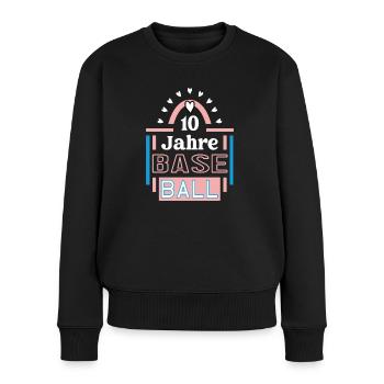 Baseball Jubiläum 10 Jahre Trainerin Spielerin - Frauen Premium Bio Pullover - Schwarz - Vorne - Julia (174cm)