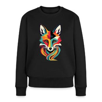 Fuchs Grafik Wald Natur Waldtiere Tiere Wildtiere - Frauen Premium Bio Pullover - Schwarz - Vorne - Julia (174cm)