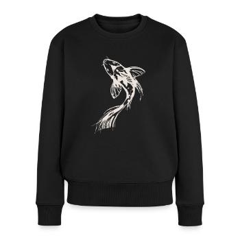 Koi Illustration - Frauen Premium Bio Pullover - Schwarz - Vorne - Julia (174cm)