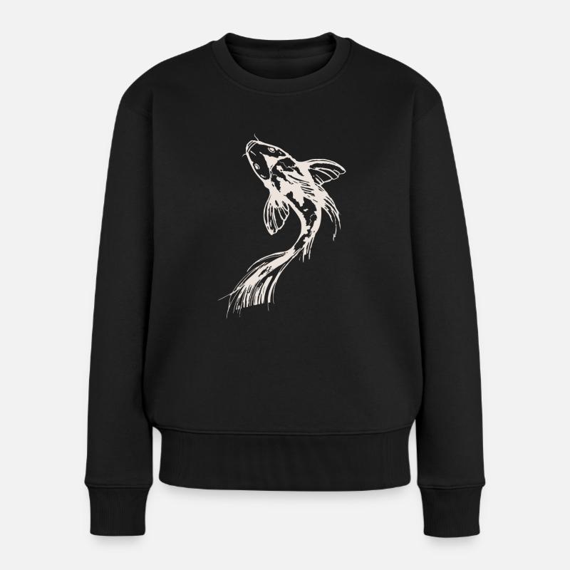 Koi Illustration - Frauen Premium Bio Pullover - Schwarz