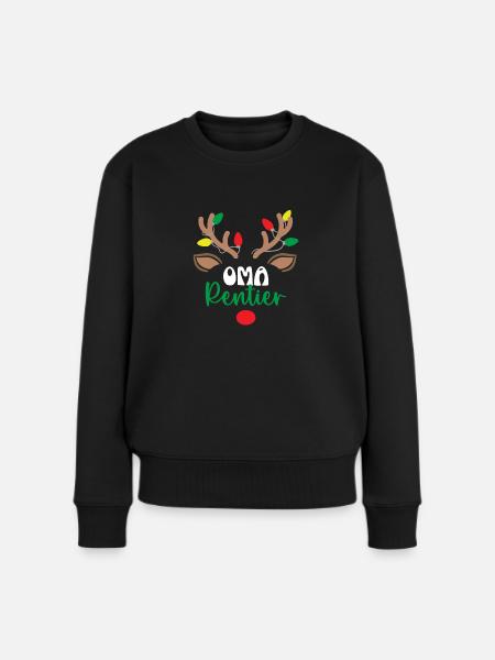 Rentier Oma Weihnachtsoutfit Familie Partnerlook - Frauen Premium Bio Pullover - Schwarz