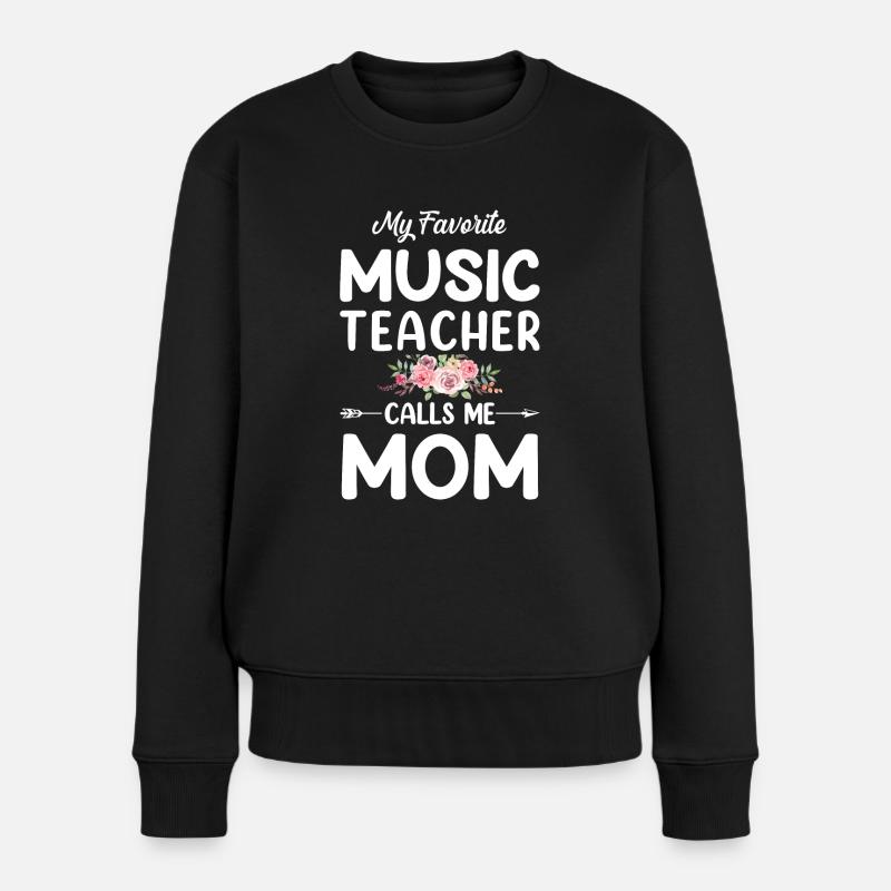Mein Lieblingsmusiklehrer nennt mich Mama süß - Frauen Premium Bio Pullover - Schwarz
