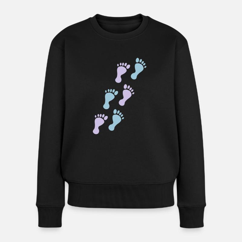 baby footprints - Frauen Premium Bio Pullover - Schwarz