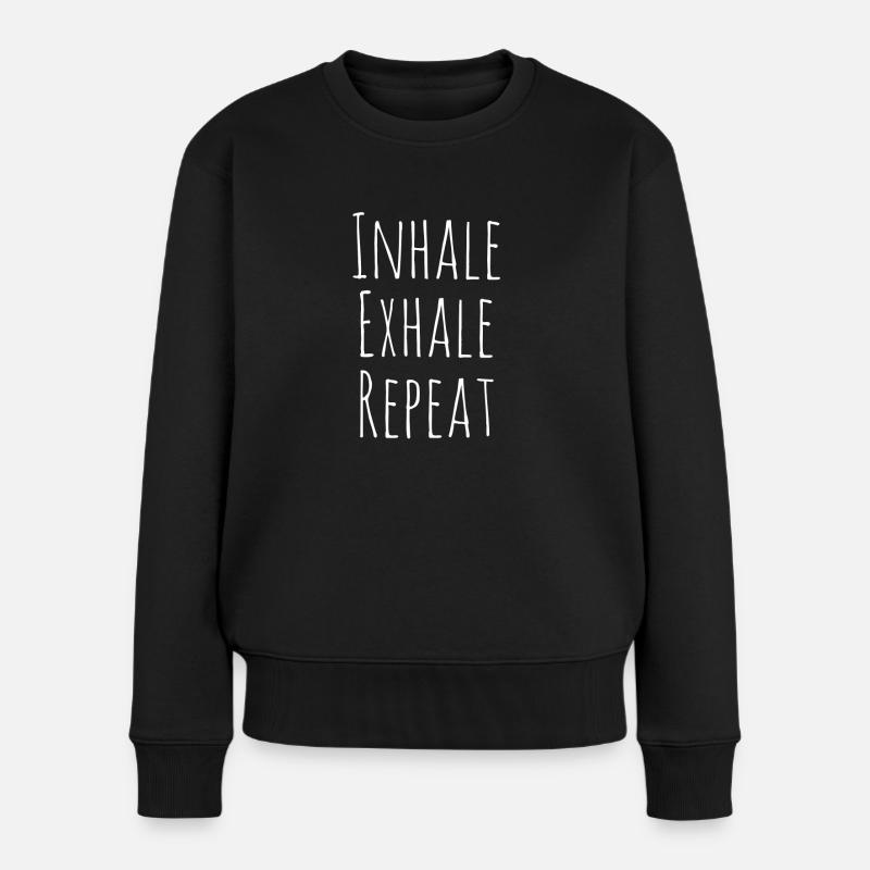 Inhale exhale - Frauen Premium Bio Pullover - Schwarz