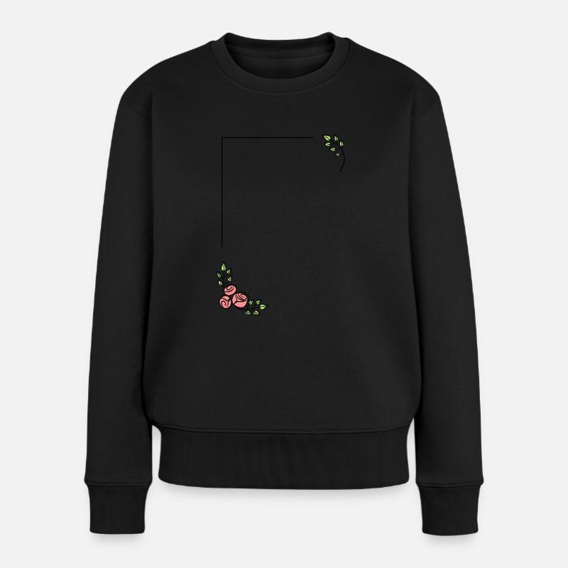 Vintage Blumenrahmen Hochzeit - Frauen Premium Bio Pullover - Schwarz