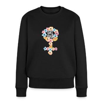 Girl Power Cooler Spruch Feminismus Mädchen Frau - Frauen Premium Bio Pullover - Schwarz - Vorne - Julia (174cm)