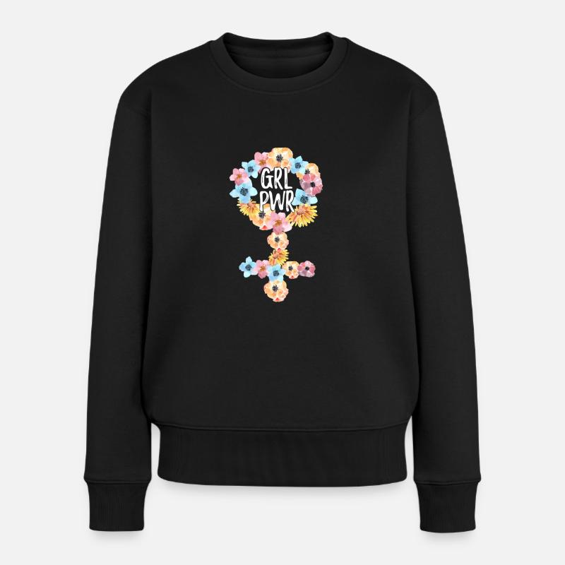 Girl Power Cooler Spruch Feminismus Mädchen Frau - Frauen Premium Bio Pullover - Schwarz