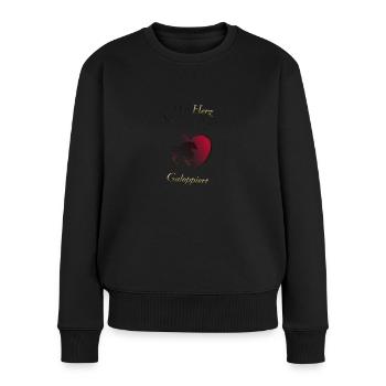 Pferd, Galoppierendes Pferd mit Herz TShirt Shirt - Frauen Premium Bio Pullover - Schwarz - Vorne - Julia (174cm)