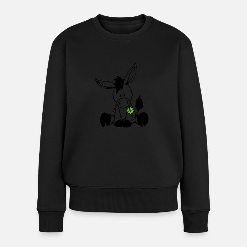 Ânes au trèfle vert - Pull Premium bio Femme - noir