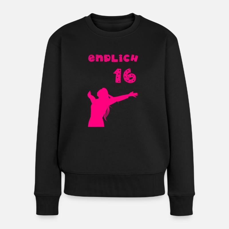 endlich 16 - Frauen Premium Bio Pullover - Schwarz