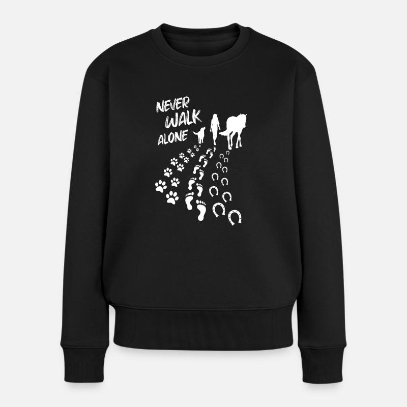 Never Walk Alone Pferd & Hund - Frauen Premium Bio Pullover - Schwarz