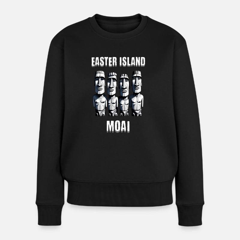 Têtes de l’île de Pâques - Pull Premium bio Femme - noir
