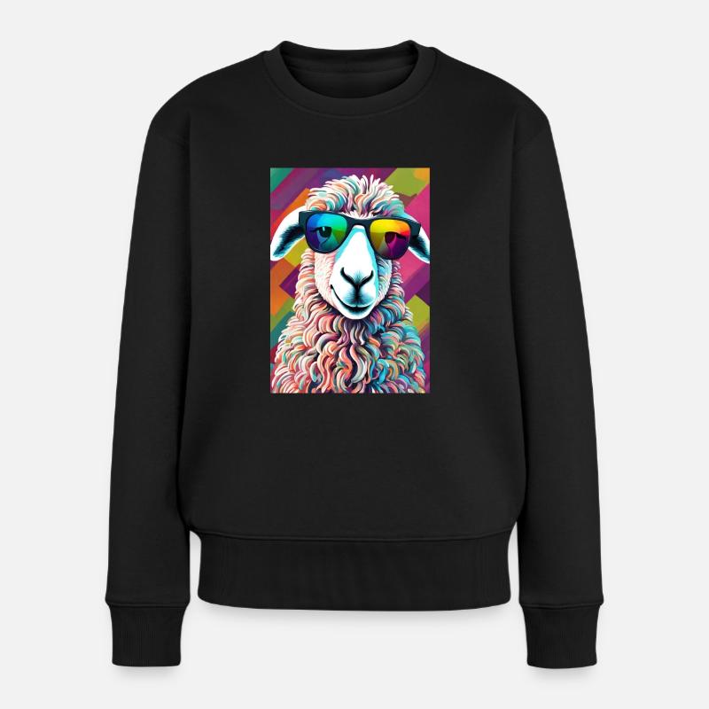 Schaf bunt - Frauen Premium Bio Pullover - Schwarz