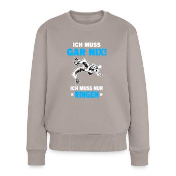 Ringen Ringer Kampfsport Sport Ringkampf Freistil - Frauen Premium Bio Pullover - Taupe - Vorne - Julia (174cm)