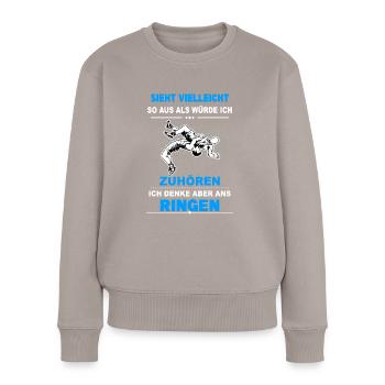 Ringen Ringer Kampfsport Sport Ringkampf Freistil - Frauen Premium Bio Pullover - Taupe - Vorne - Julia (174cm)
