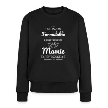 Maman formidable donne une mamie exceptionnelle - Pull Premium bio Femme - noir - Devant - Julia (174cm)