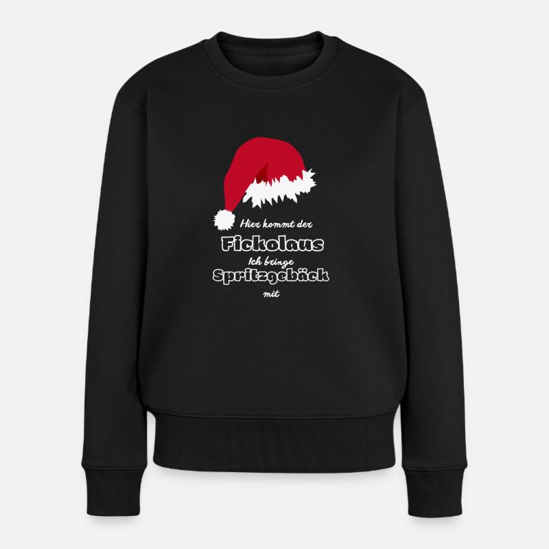 Hier kommt der Fickolaus - Frauen Premium Bio Pullover - Schwarz