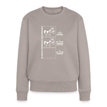 Pferd zeichnen - Frauen Premium Bio Pullover - Taupe - Vorne - Julia (174cm)