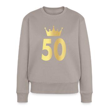 50th Birthday Fifty Gift - Women's Premium Organic Jumper - taupe - Front - Julia (174cm)