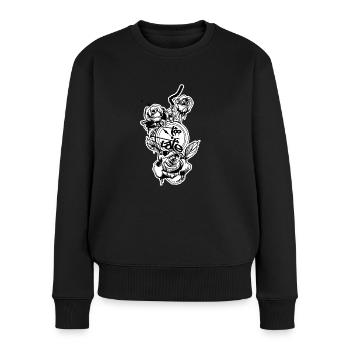 Too late // zu spät // Illustration - Women's Premium Organic Jumper - black - Front - Julia (174cm)