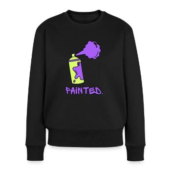 Painted - Grün/Lila - Frauen Premium Bio Pullover - Schwarz - Vorne - Julia (174cm)