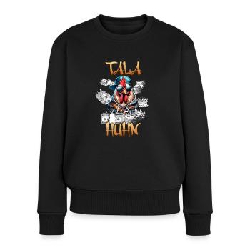 Jugendsprache Talahun Talahon TikTok Trend - Frauen Premium Bio Pullover - Schwarz - Vorne - Julia (174cm)