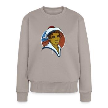 FRANÇOIS DER SÜSSWASSERSEGLER - Frauen Premium Bio Pullover - Taupe - Vorne - Julia (174cm)