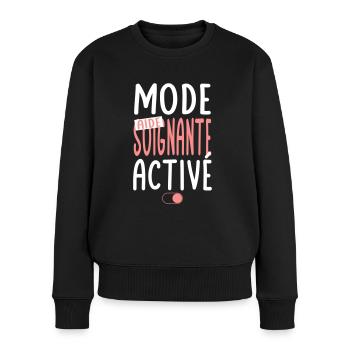 Mode aide-soignante activé - Idée cadeau - Pull Premium bio Femme - noir - Devant - Julia (174cm)