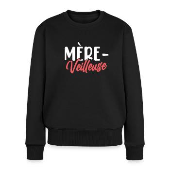 mère-veilleuse cadeau anniversaire fête des mères - Pull Premium bio Femme - noir - Devant - Julia (174cm)