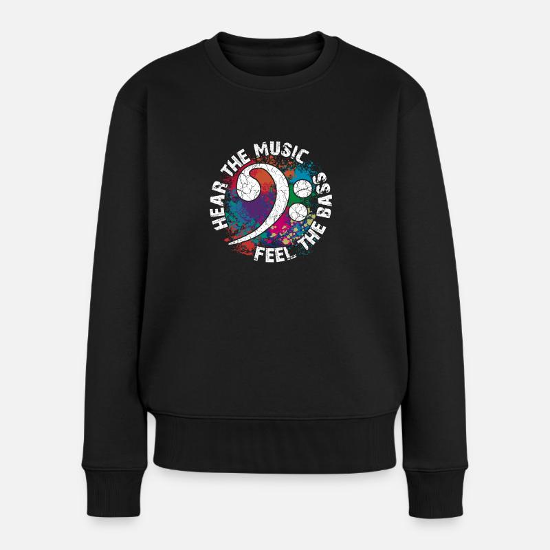 Spüre den Bass - Frauen Premium Bio Pullover - Schwarz