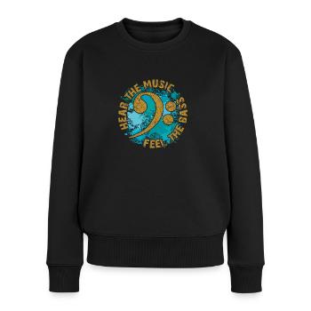 Spüre de Bass. Bassschlüssel - Frauen Premium Bio Pullover - Schwarz - Vorne - Julia (174cm)