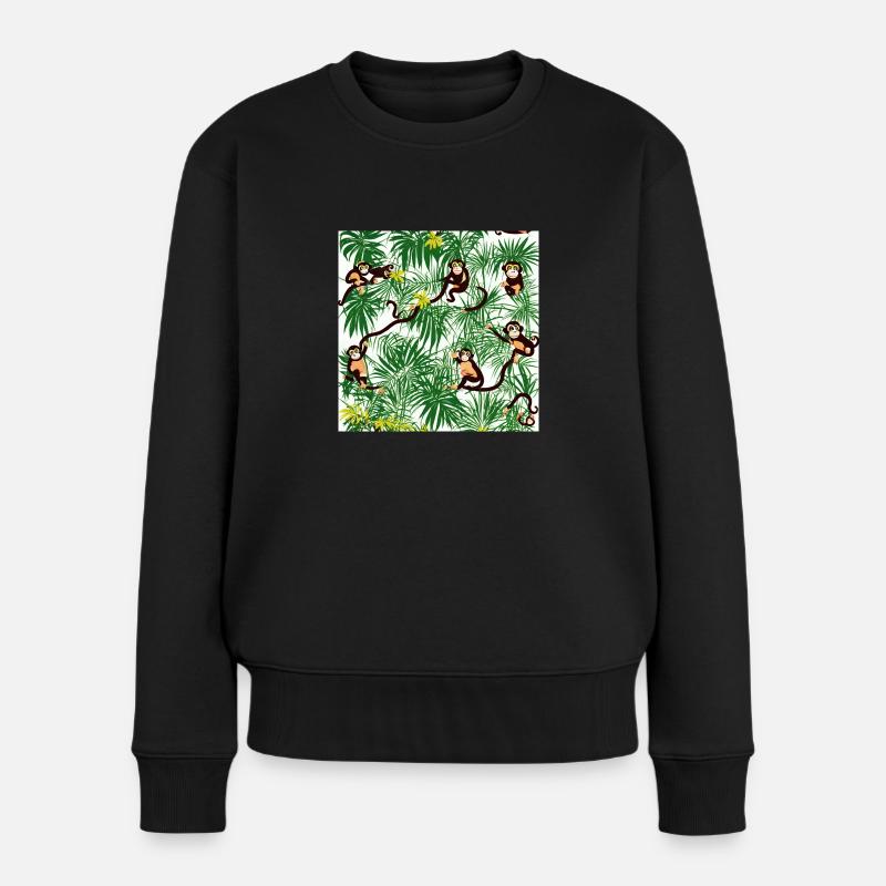 Affe im tropischen Regenwald - Frauen Premium Bio Pullover - Schwarz